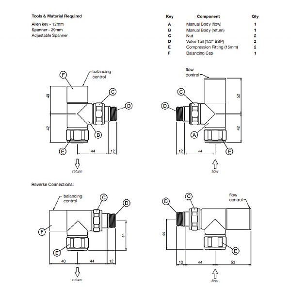 Zehnder Chromax Double Angled Manual Radiator Valves - VALSET2CR