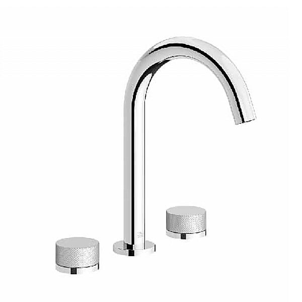 Franz Viegener Nerea Knurled Three Hole Basin Mixer with Fixed Spout ...