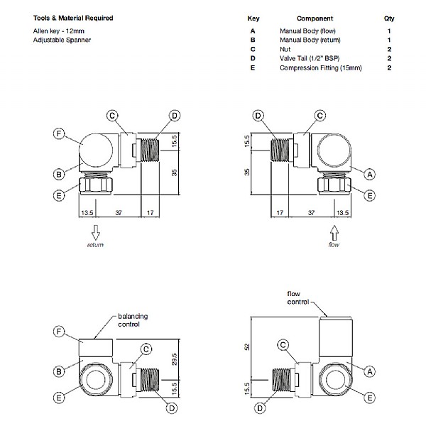 Zehnder Chromax Double Angled Manual Radiator Valves - VALSET2CR