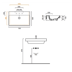 Catalano Zero Basin 750x500mm, Washbasins